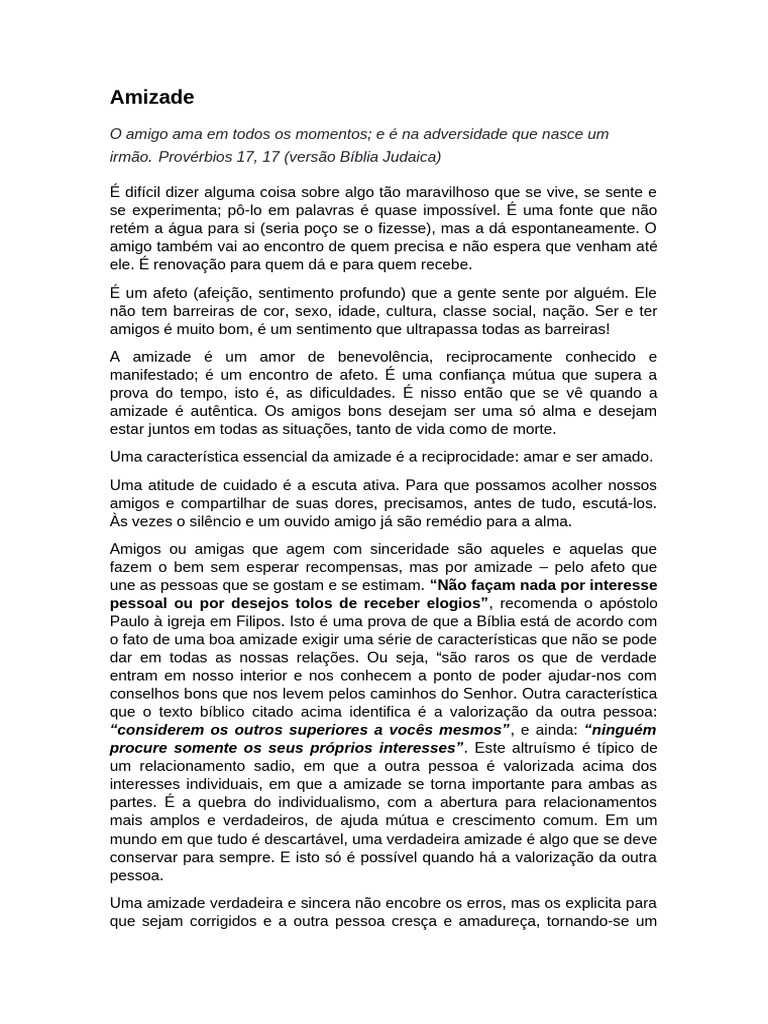 A Essência da Amizade Sincera | PDF | Amizade | Amor
