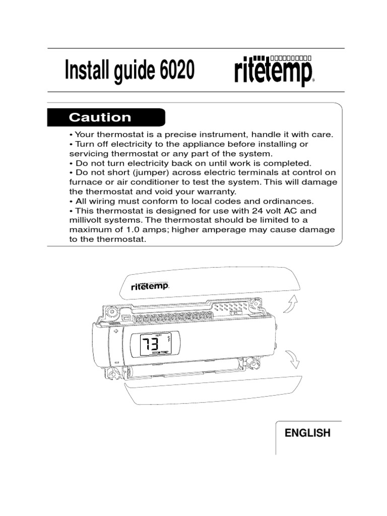 Rite Temp 6020 Installation Guide | Thermostat | Electric Heating
