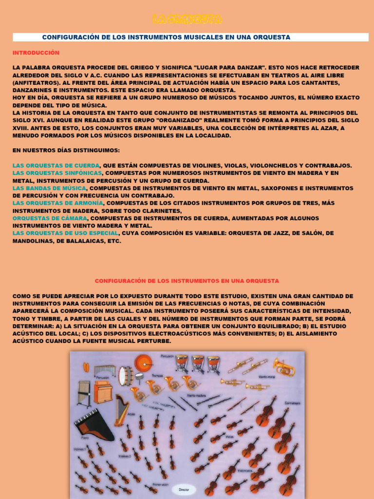 Configuración de Instrumentos en Orquesta | PDF | Orquestas ...