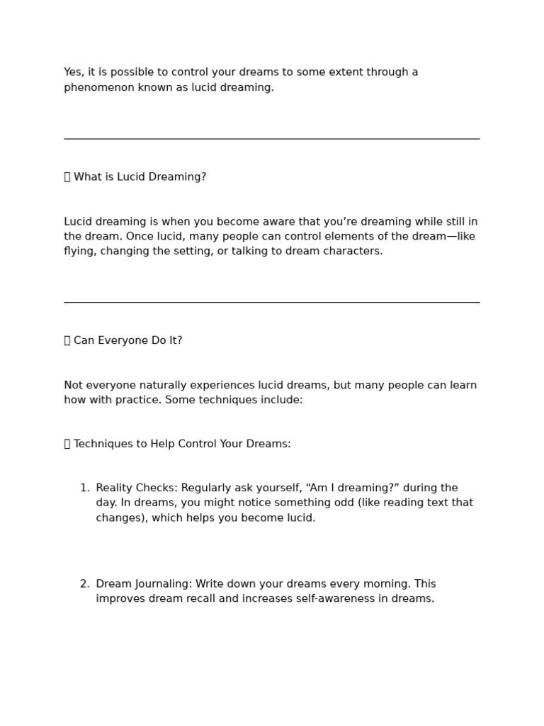 How To Control Your Dreams | PDF