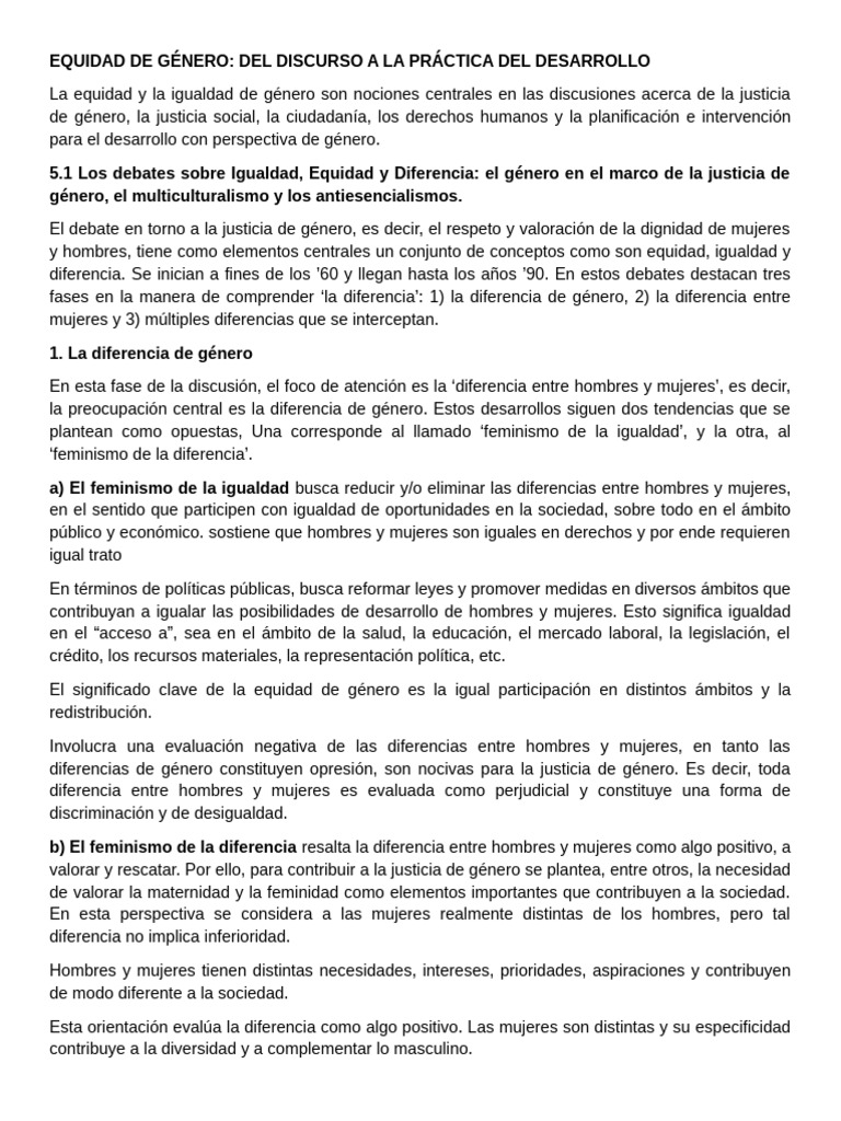 Equidad de Género: Justicia y Diversidad | PDF | Estudios de género ...