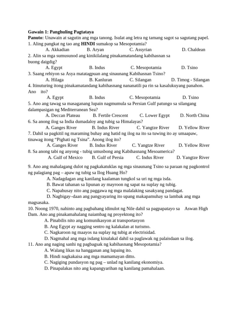 Ap 8 Module 4 Panghuling Pagtataya | PDF