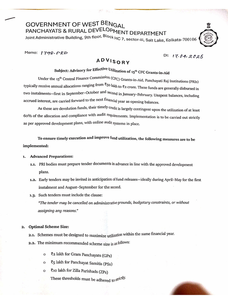 Advisory 15th CFC | PDF