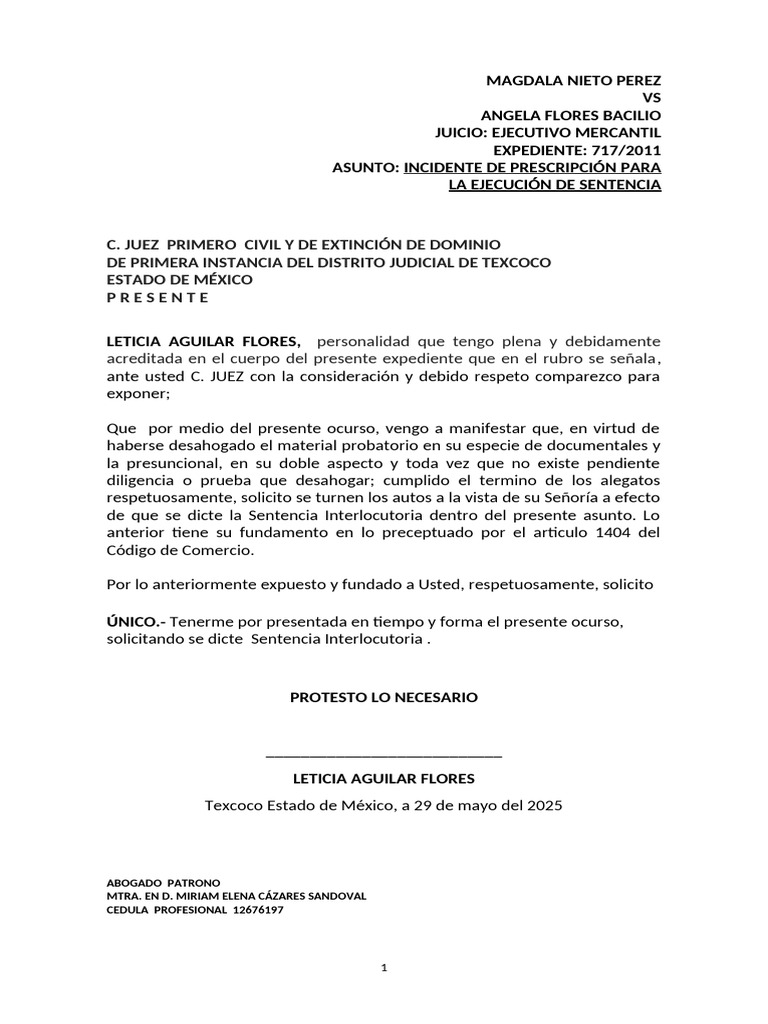 Solicitud de Sentencia | PDF