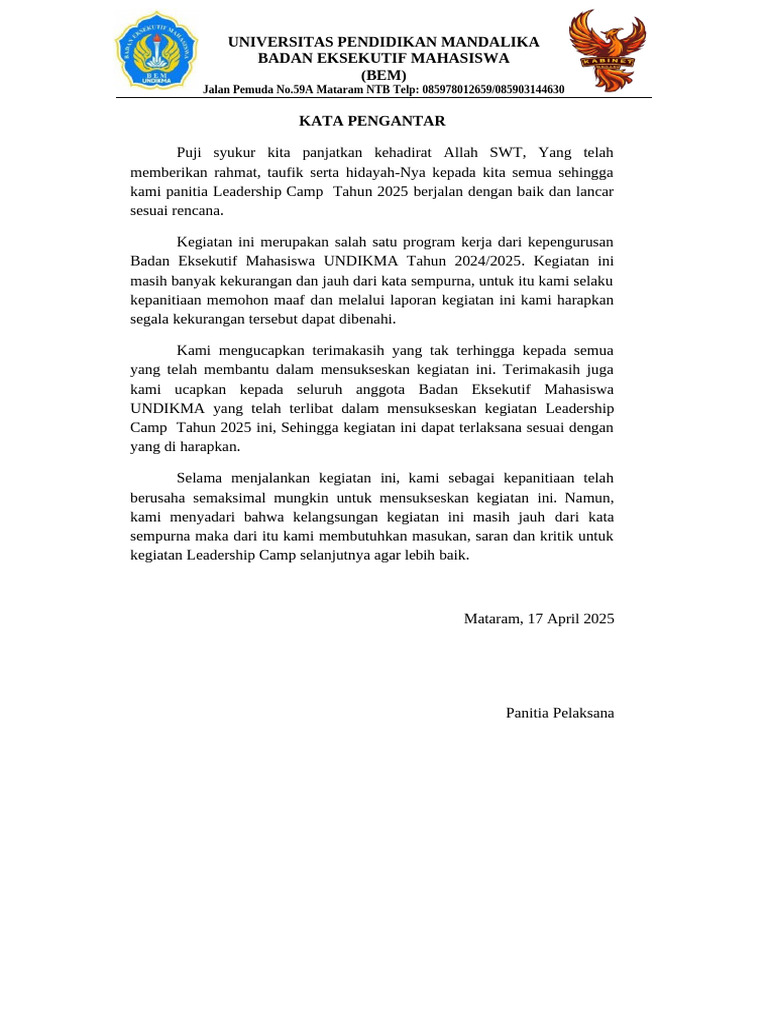Leadership Camp UNDIKMA 2025: Laporan Kegiatan | PDF