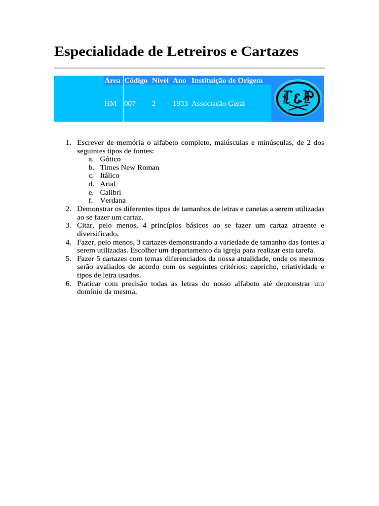 Especialidade em Letreiros e Cartazes | PDF