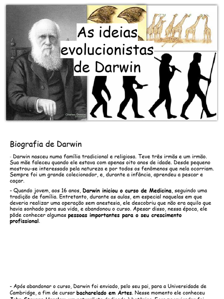 Ideias Evolucionistas de Darwin | PDF | Seleção natural | Charles Darwin
