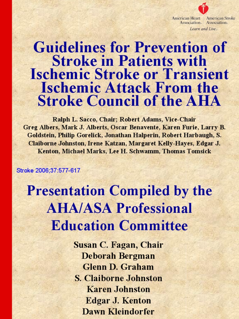 Secondary Prevention Slide Set AHA Stroke Guideline 2006 PDF