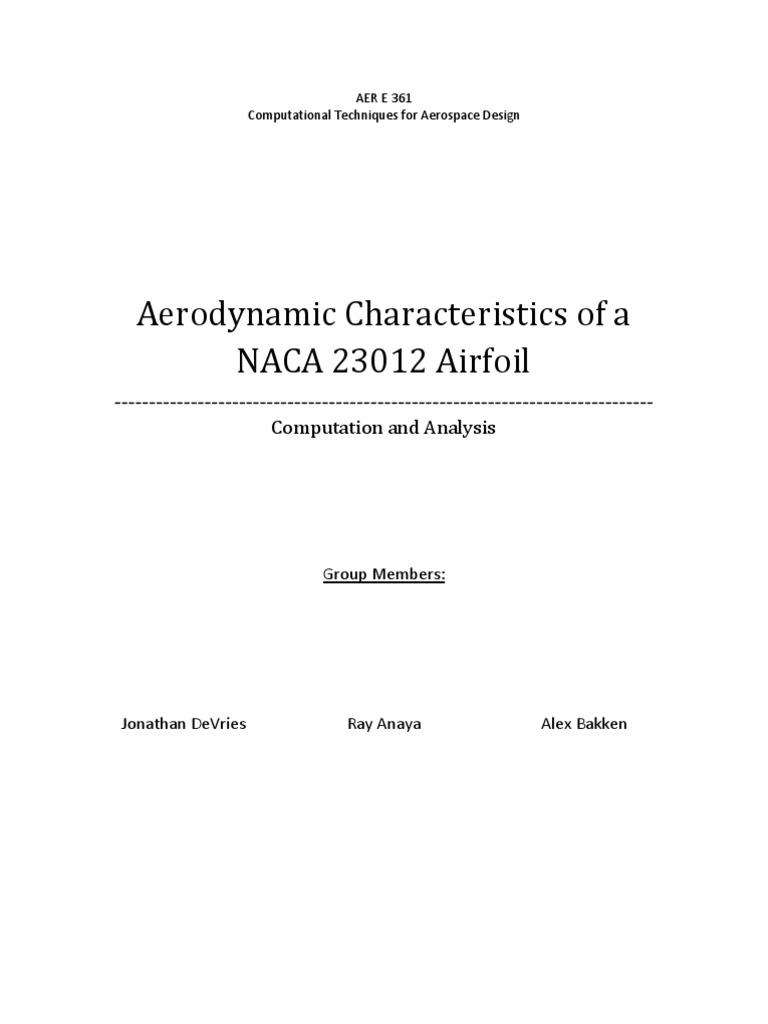 NACA 23012 Airfoil Aerodynamic Analysis | PDF | Airfoil | Lift (Force)