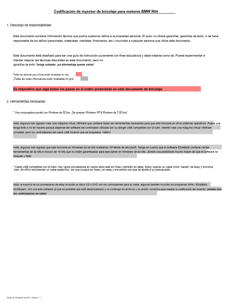 DIY N54 Injector Coding - En.es | PDF | Microsoft Windows | Archivo de ...