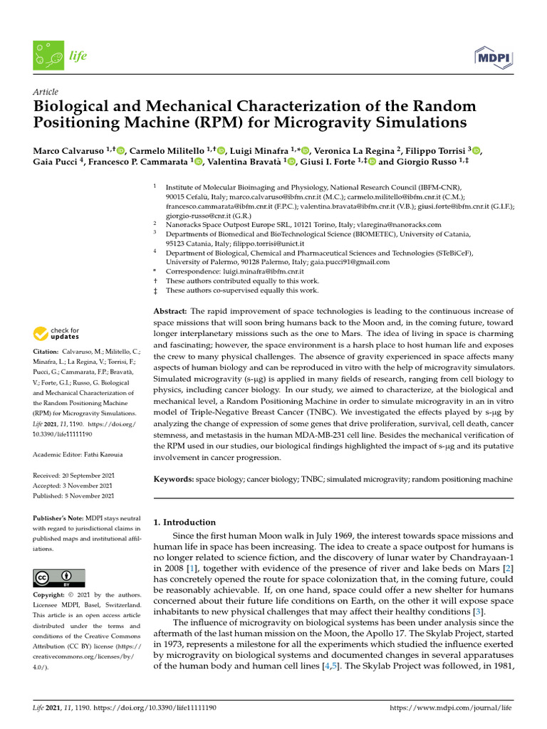 Biological and Mechanical Characterization of The Random Positioning ...