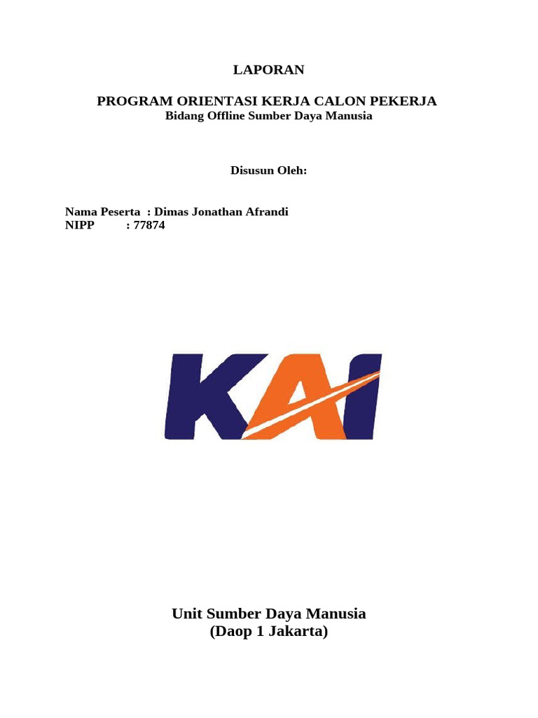 Laporan Orientasi Kerja Dimas Jonathan | PDF