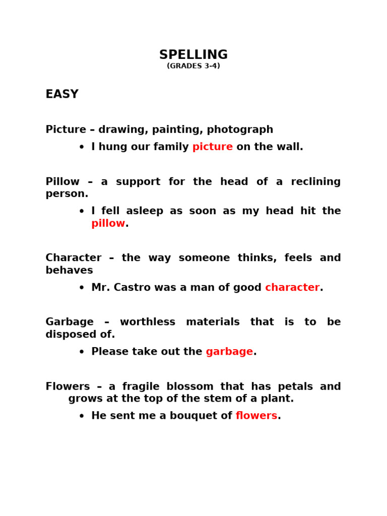 Spelling Guide for Grades 3-4 | PDF