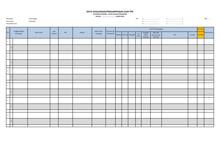 Form HSL Pendamp TPK (Per BLN) Kabpro PDF | PDF