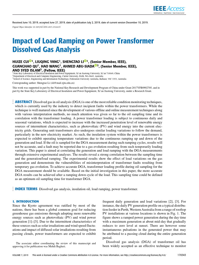 Impact of Load Ramping On Power Transformer Dissolved Gas Analysis ...