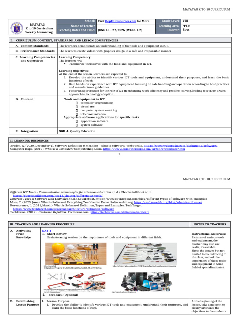 Grade 8 TLE ICT Curriculum Overview | PDF | Computer Network ...