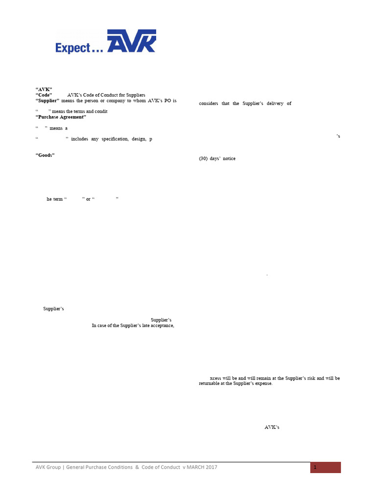 General Purchase Conditions Goods | PDF | Supply Chain | Indemnity