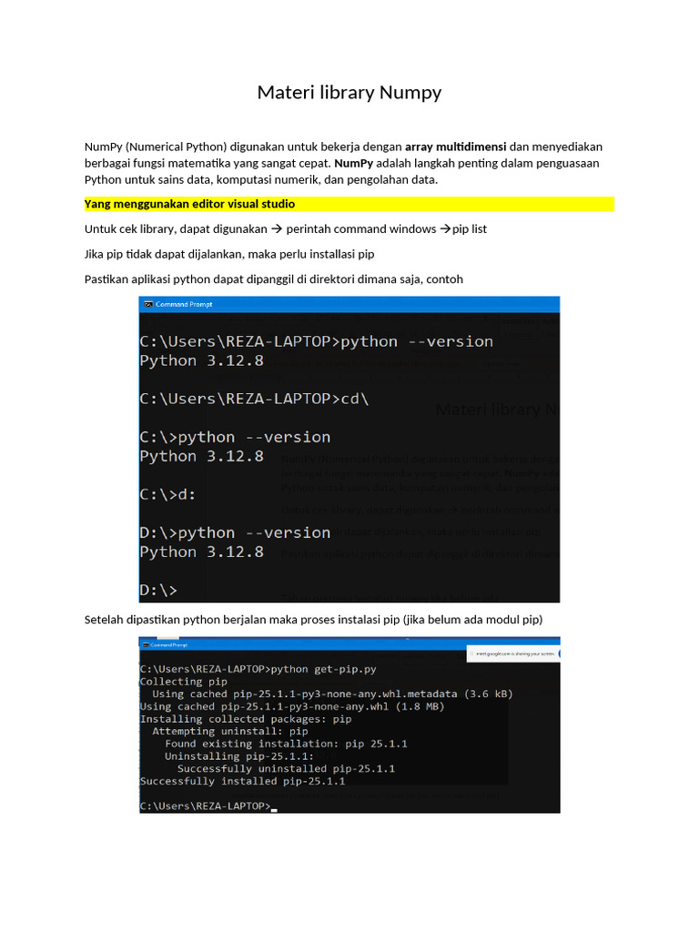 Materi Library Numpy | PDF
