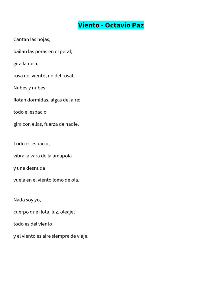 Viento - Octavio Paz | PDF