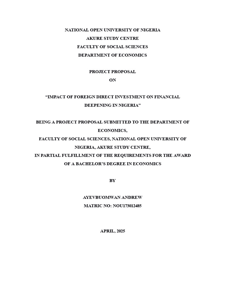 Impact of Foreign Direct Investment On Financial Deepening in Nigeria ...