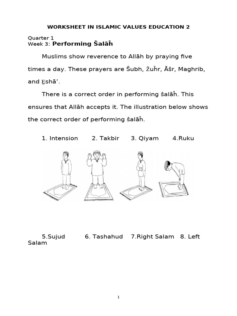 Worksheet on Islamic Prayer and Charity | PDF | Semitic Words And ...