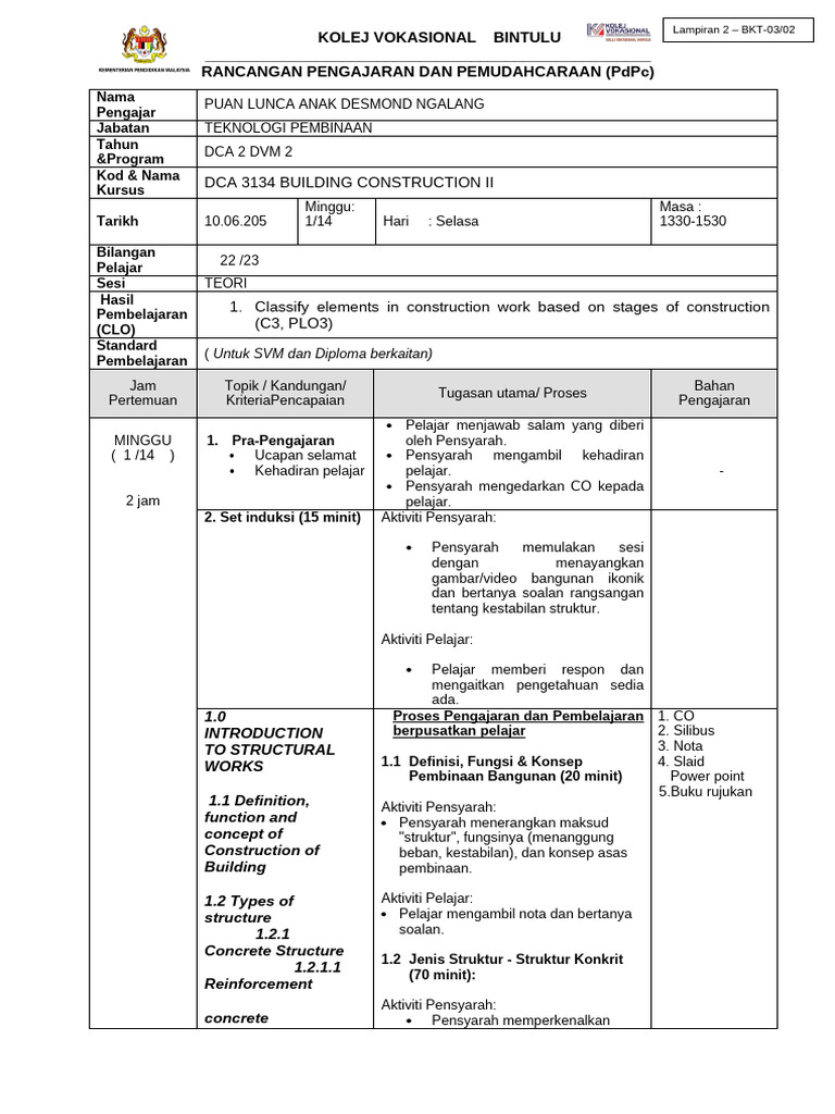 RPH Dca 3134 Building Construction II | PDF