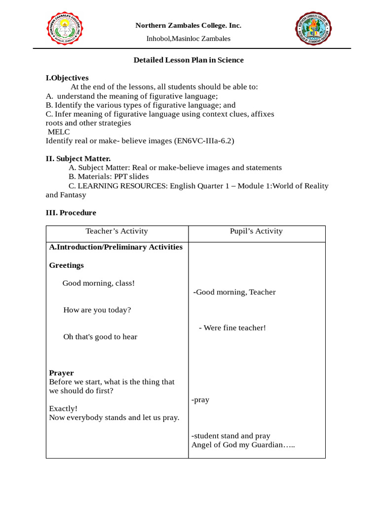 Lesson Plan on Figurative Language | PDF