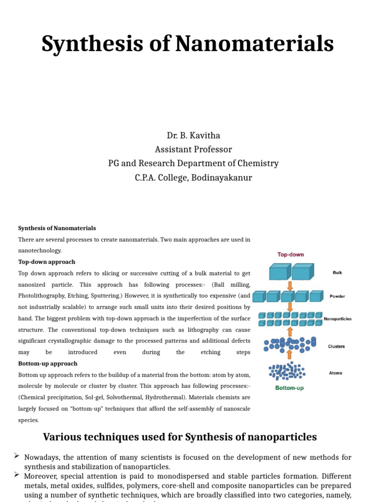 Synthesis of Nanoparticles | PDF | Nanoparticle | Condensed Matter Physics