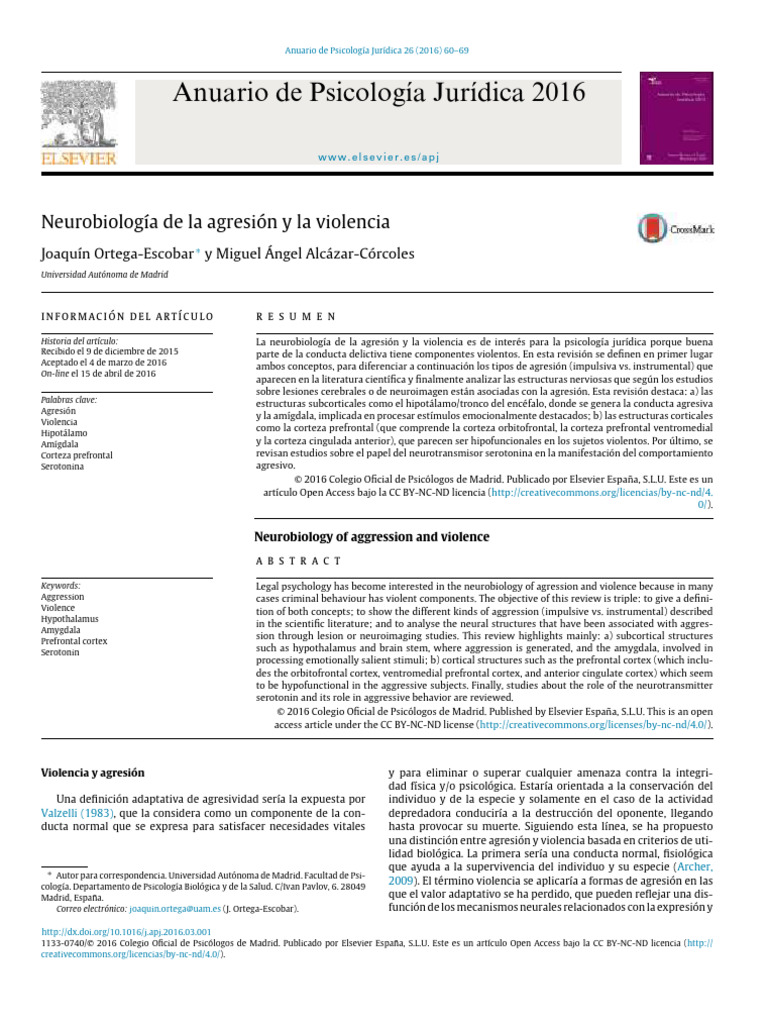 Neurobiología de la agresión y violencia | PDF | Amígdala | Las emociones