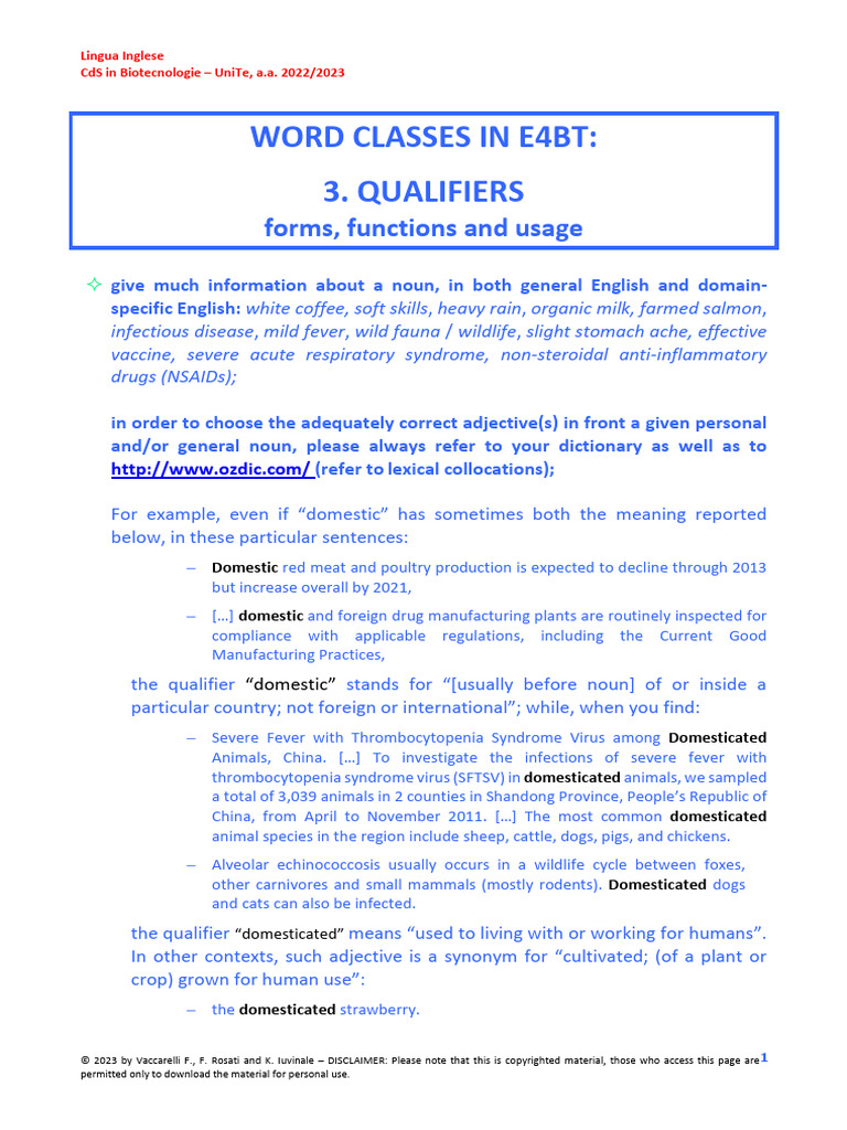 Understanding English Qualifiers | PDF | Medical Specialties | Human ...