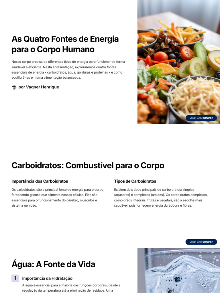 Fontes de Energia do Corpo Humano | PDF | Corpo humano | Gordura