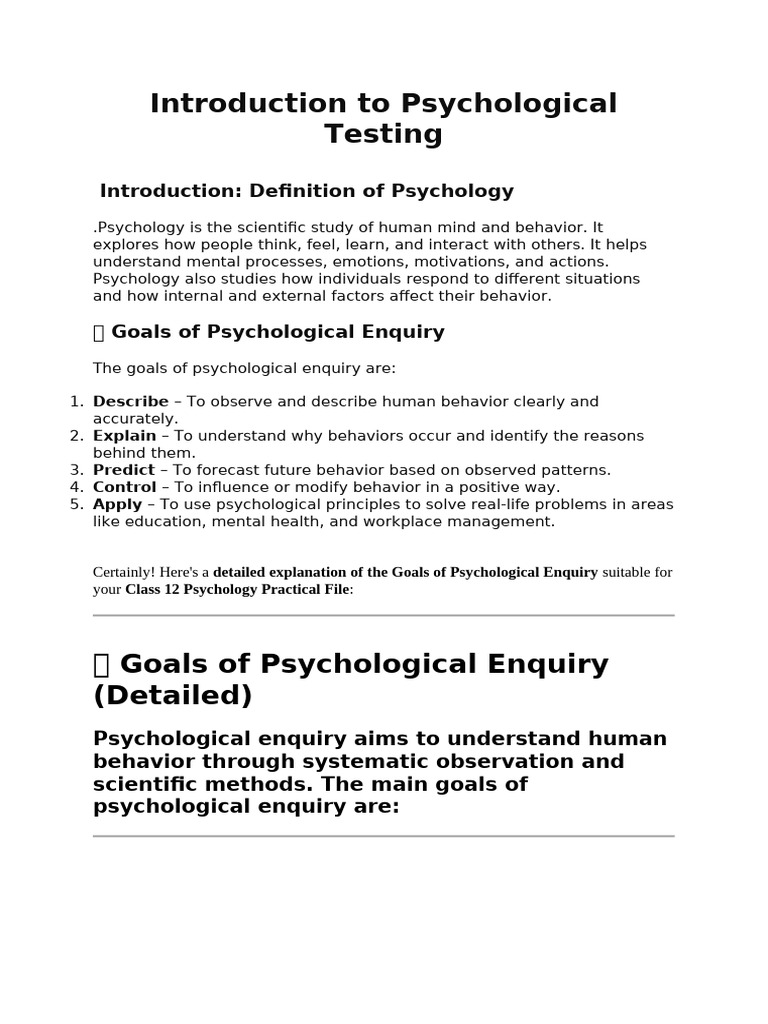 Introduction To Psychological Testing | PDF | Psychology ...