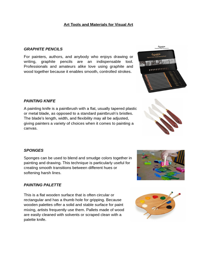Essential Art Tools and Materials Guide | PDF | Camera | Digital Camera