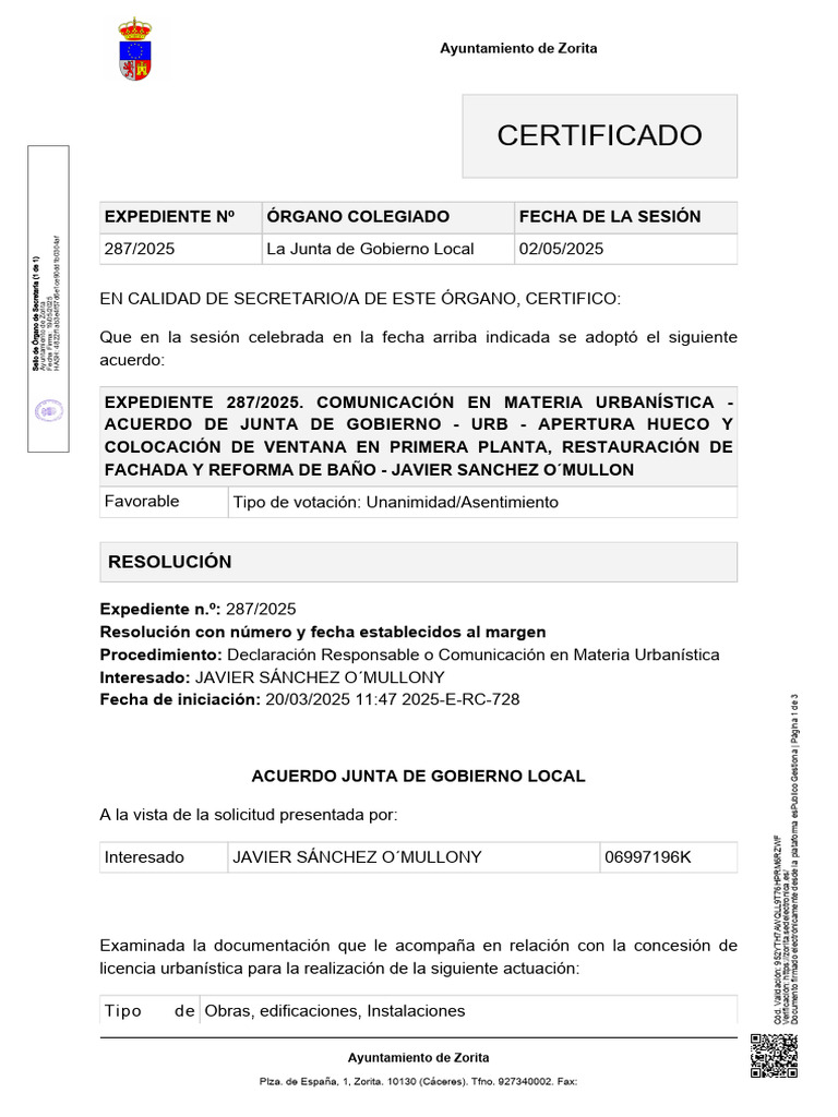 Certificado De Acuerdo PDF Gobierno