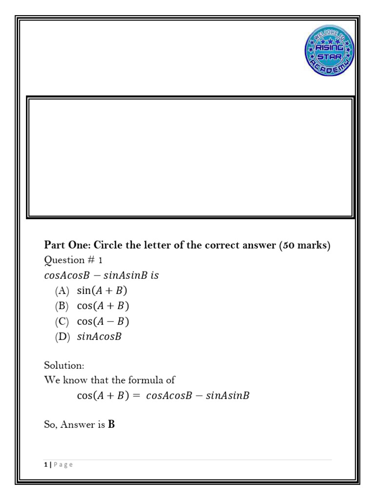 Math 2022 Somali National Exam-1 - 231112 - 140501-1 | PDF | Variance ...