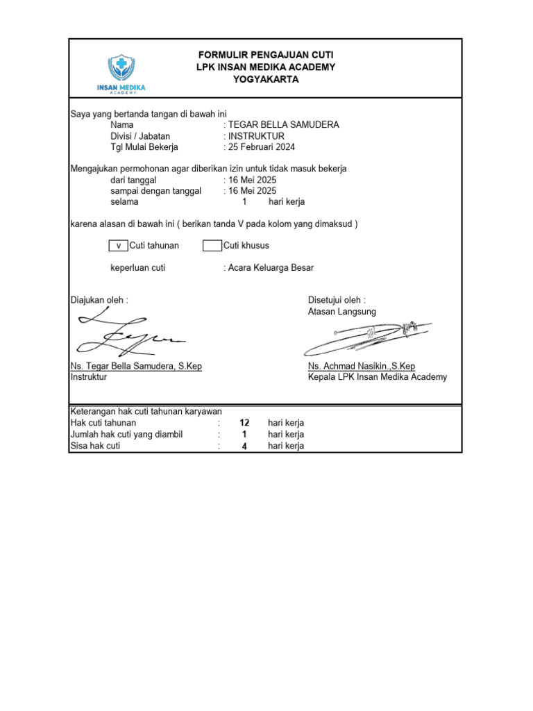 Form Cuti | PDF