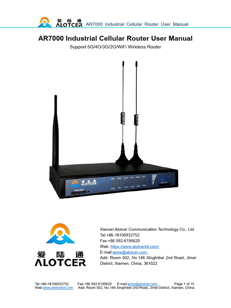 AR7000 Industrial Cellular Router Guide | PDF | Wi Fi | Information And ...