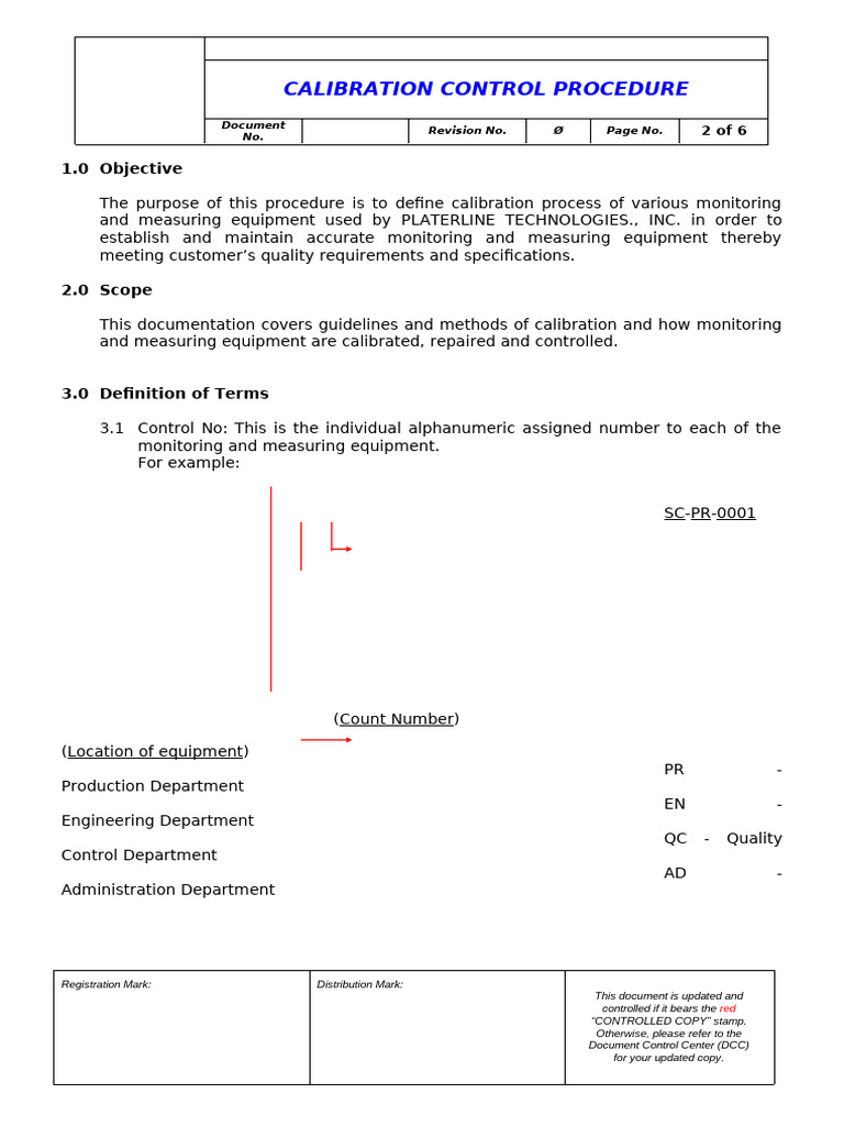 Pti-Ip-007 Calibration Control Procedure | PDF | Calibration ...