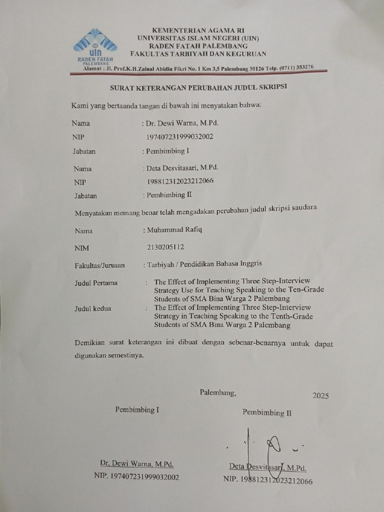 SK Perubahan Judul Rapek | PDF