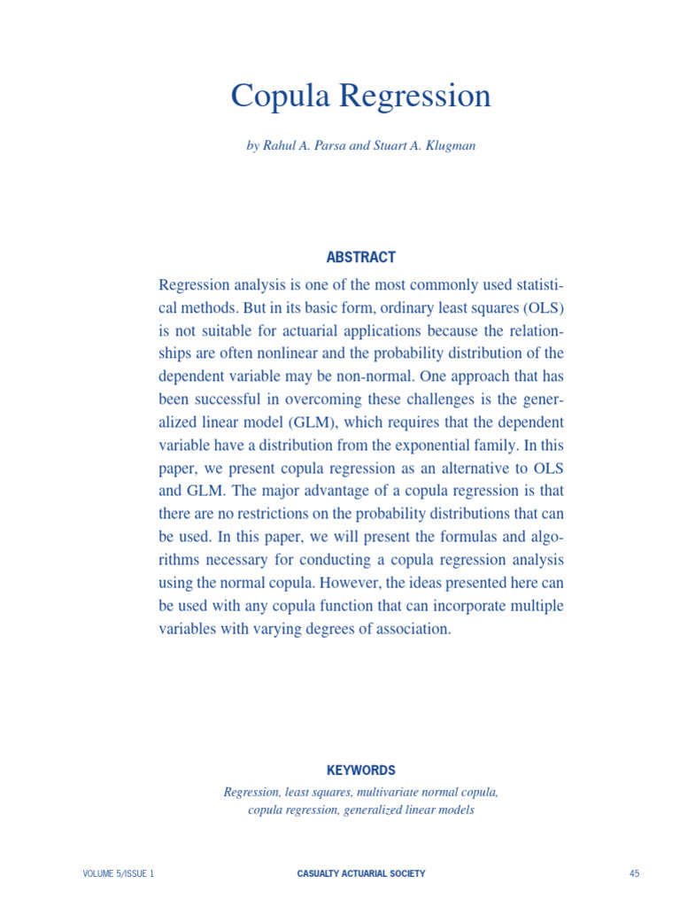 Copula Regression Parsa Klugman | PDF | Linear Regression | Ordinary ...