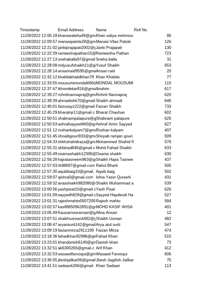 Student Registration Data List | PDF | Academic Degree