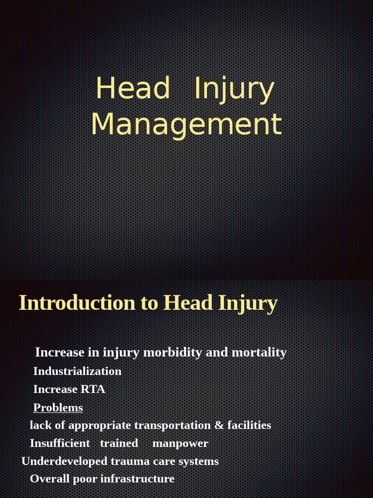 Headinjurymanagement 1 | PDF | Traumatic Brain Injury | Diseases And ...