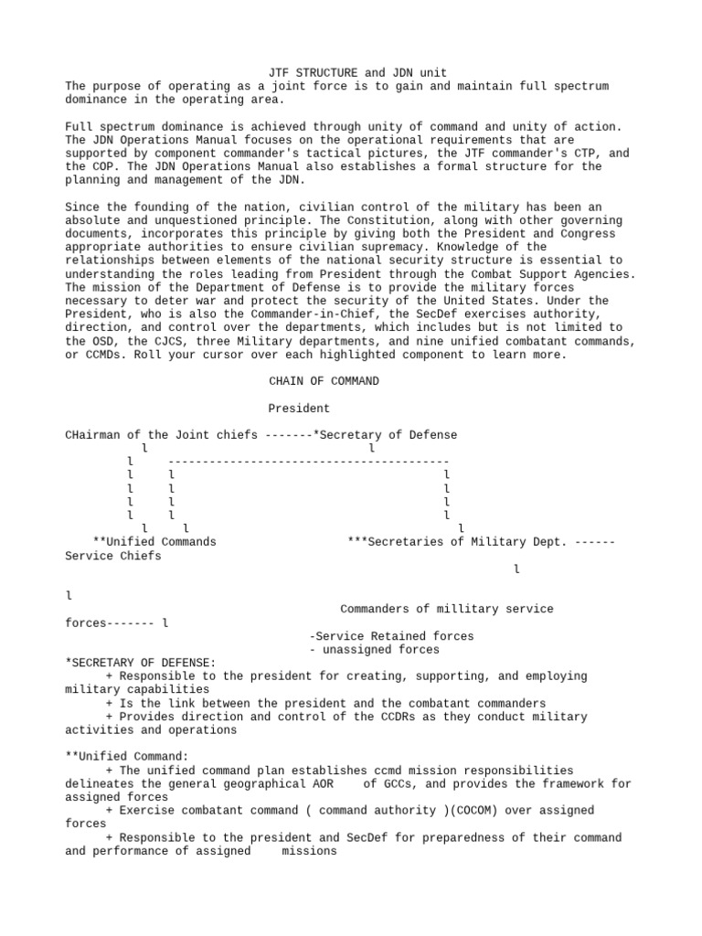 JTF Structure and JDN Operations Overview | PDF | United States ...