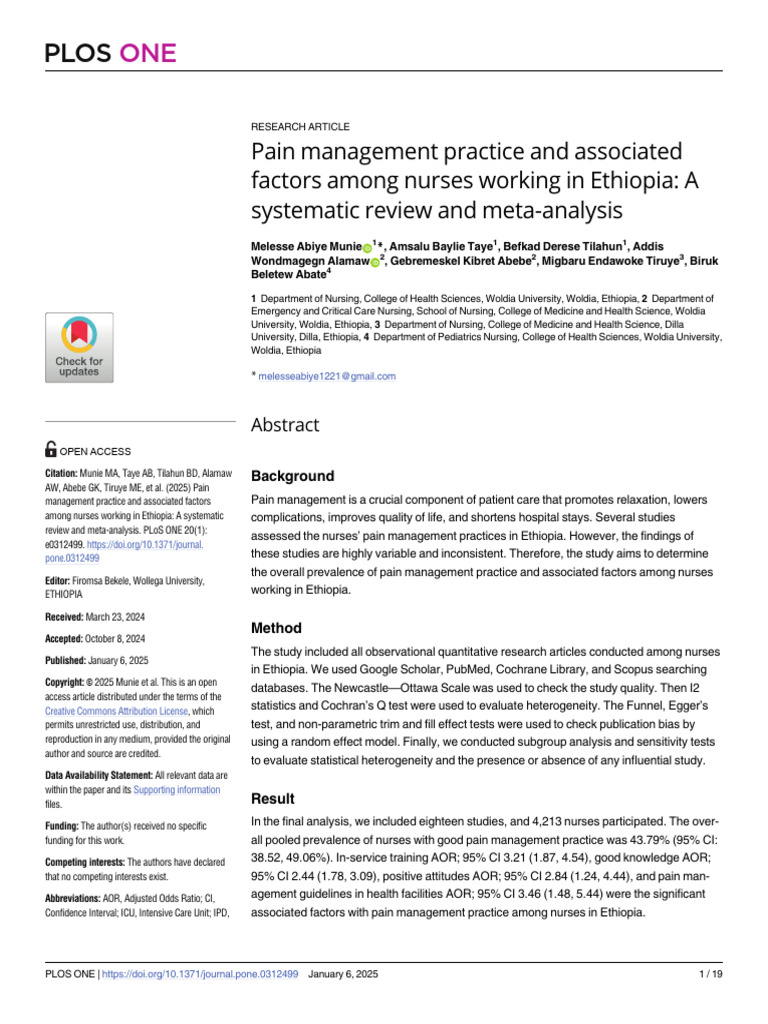 Pone 0312499 | PDF | Systematic Review | Health Care