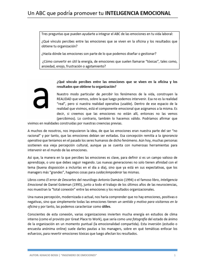 Mejora tu Inteligencia Emocional en el Trabajo | PDF | Las emociones ...