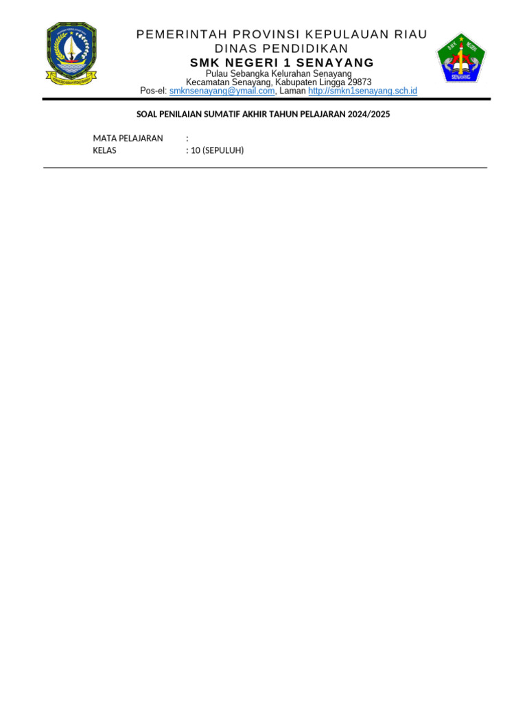 Format Kop Soal | PDF