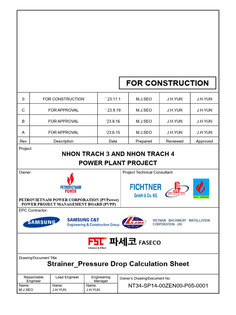 Strainer Pressure Drop Calculation Sheet | PDF | Flow Measurement ...