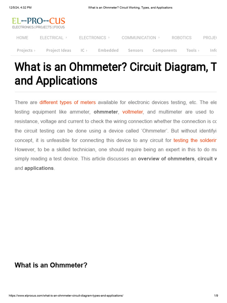 Understanding Ohmmeters: Types & Uses | PDF | Manufactured Goods ...