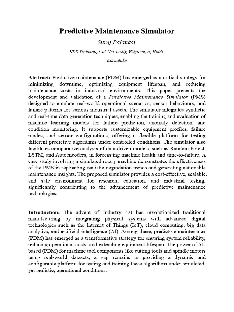 Predictive Maintenance Simulator for Industry | PDF | Support Vector ...