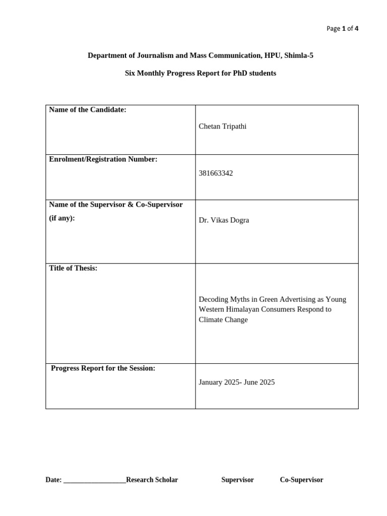 PhD Progress Report: Chetan Tripathi | PDF